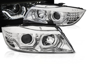 3D Angel Eyes Scheinwerfer Chrom für BMW 3er E90 E91 2005-2008 Tuning Zubehör