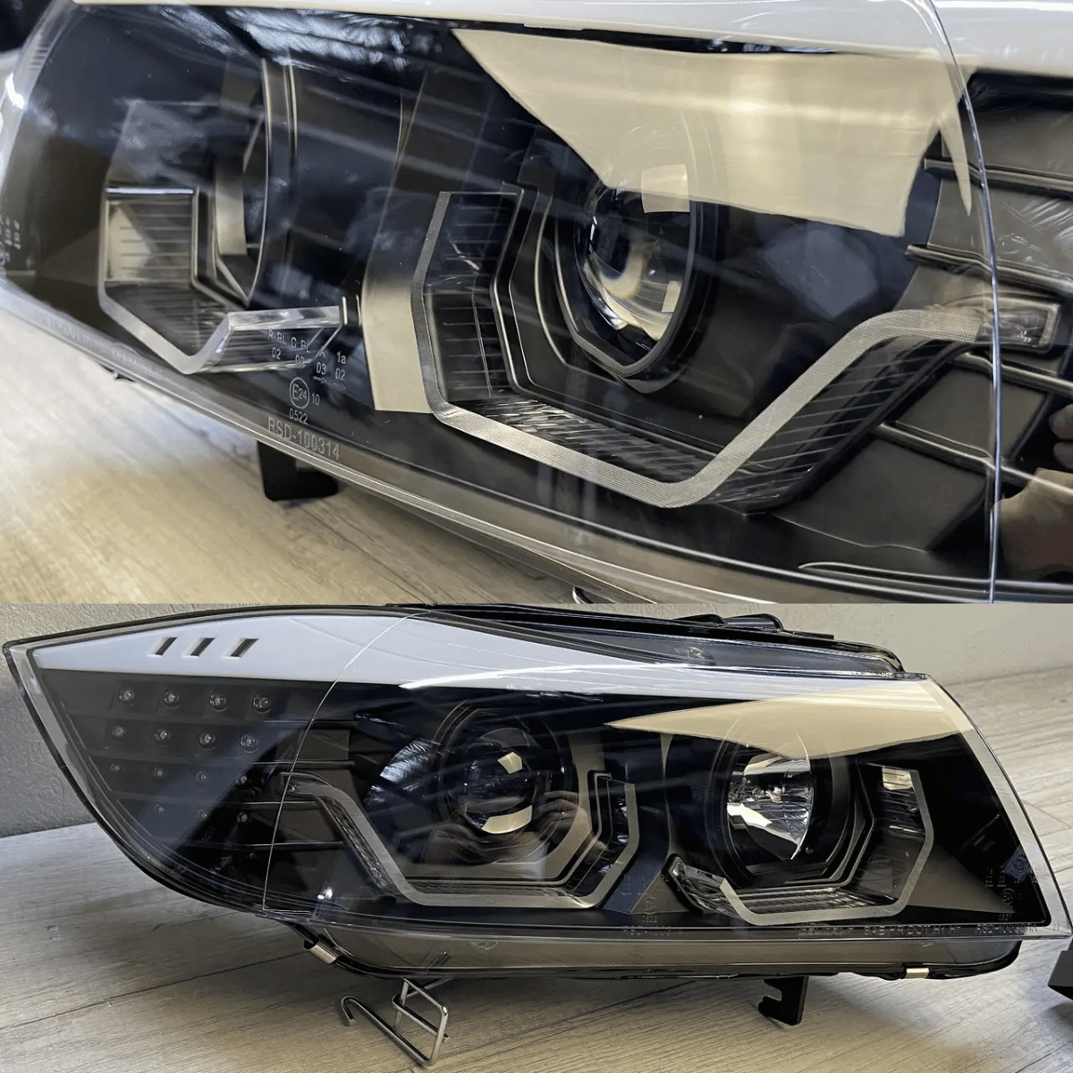 3D Angel Eyes LED Scheinwerfer Set Schwarz für BMW 3er E90 E91 Limousine & Kombi 2005–2008