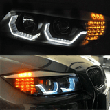 3D Angel Eyes LED Scheinwerfer Set Schwarz für BMW 3er E90 E91 Limousine & Kombi 2005–2008