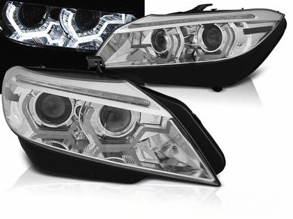 Angel Eyes Xenon Scheinwerfer Set für BMW Z4 E89 Roadster 2009–2013 mit LED DRL, Chrom Optik, dynamischem Blinker & AFS