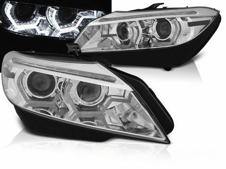 Scheinwerfer Set Chrom mit LED DRL dynamischem Blinker AFS für BMW Z4 E89 Angel Eyes Xenon