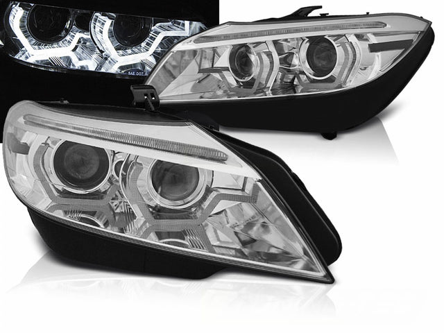 Scheinwerfer Set Chrom mit LED DRL dynamischem Blinker AFS für BMW Z4 E89 Angel Eyes Xenon