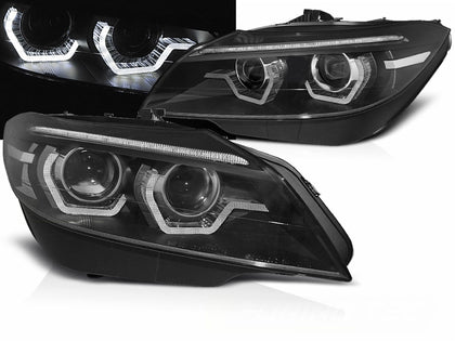 Angel Eyes Xenon Scheinwerfer Set für BMW Z4 E89 Roadster 2009–2013 Schwarz mit LED DRL, dynamischem Blinker & AFS