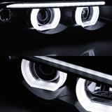3D LED Angel Eyes Halogen Scheinwerfer Set für BMW 7er E38 1994–2001 Schwarz - CR Tuning
