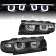 3D LED Angel Eyes Halogen Scheinwerfer Set für BMW 7er E38 1994–2001 Schwarz - CR Tuning