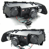 3D LED Angel Eyes Halogen Scheinwerfer Set für BMW 7er E38 1994–2001 Schwarz - CR Tuning
