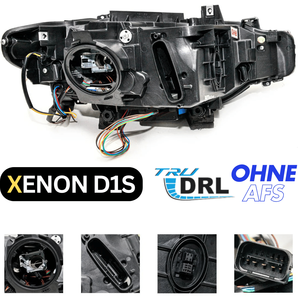 Xenon D1S Scheinwerfer Rückseite mit Kabeln und Anschlüssen, TRU DRL OHNE AFS