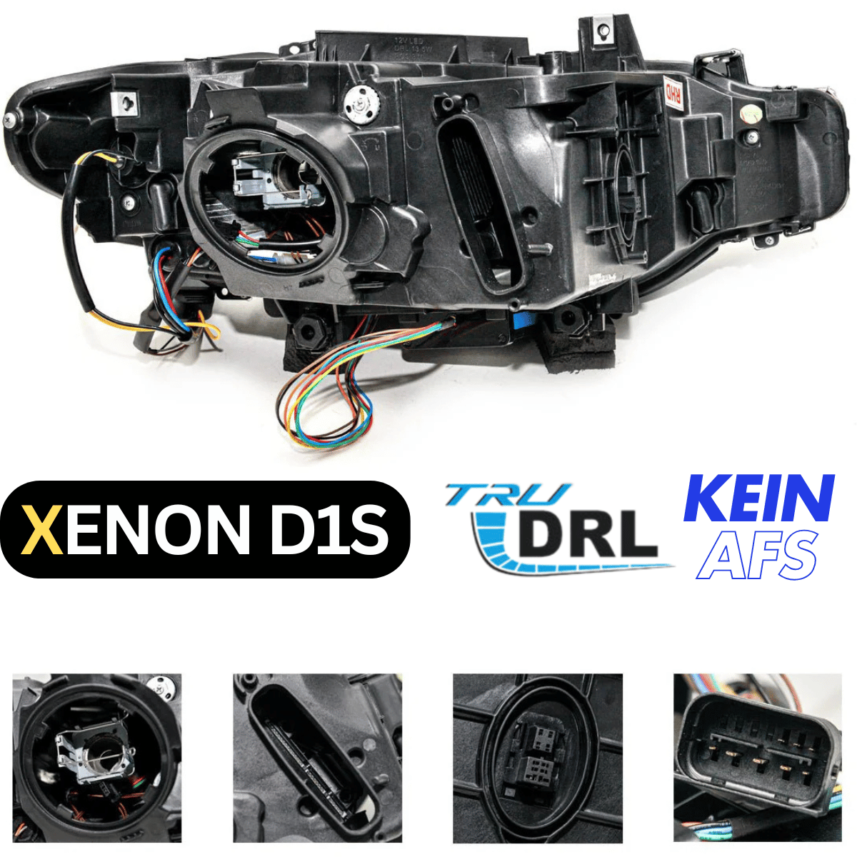 Xenon D1S Scheinwerfer Rückseite mit Kabeln und Anschlüssen, TRU DRL KEIN AFS