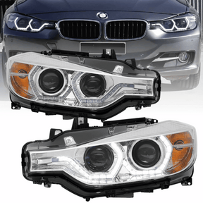 Angel Eyes LED Scheinwerfer Chrom für BMW 3er F30 F31 LCI mit Tagfahrlicht
