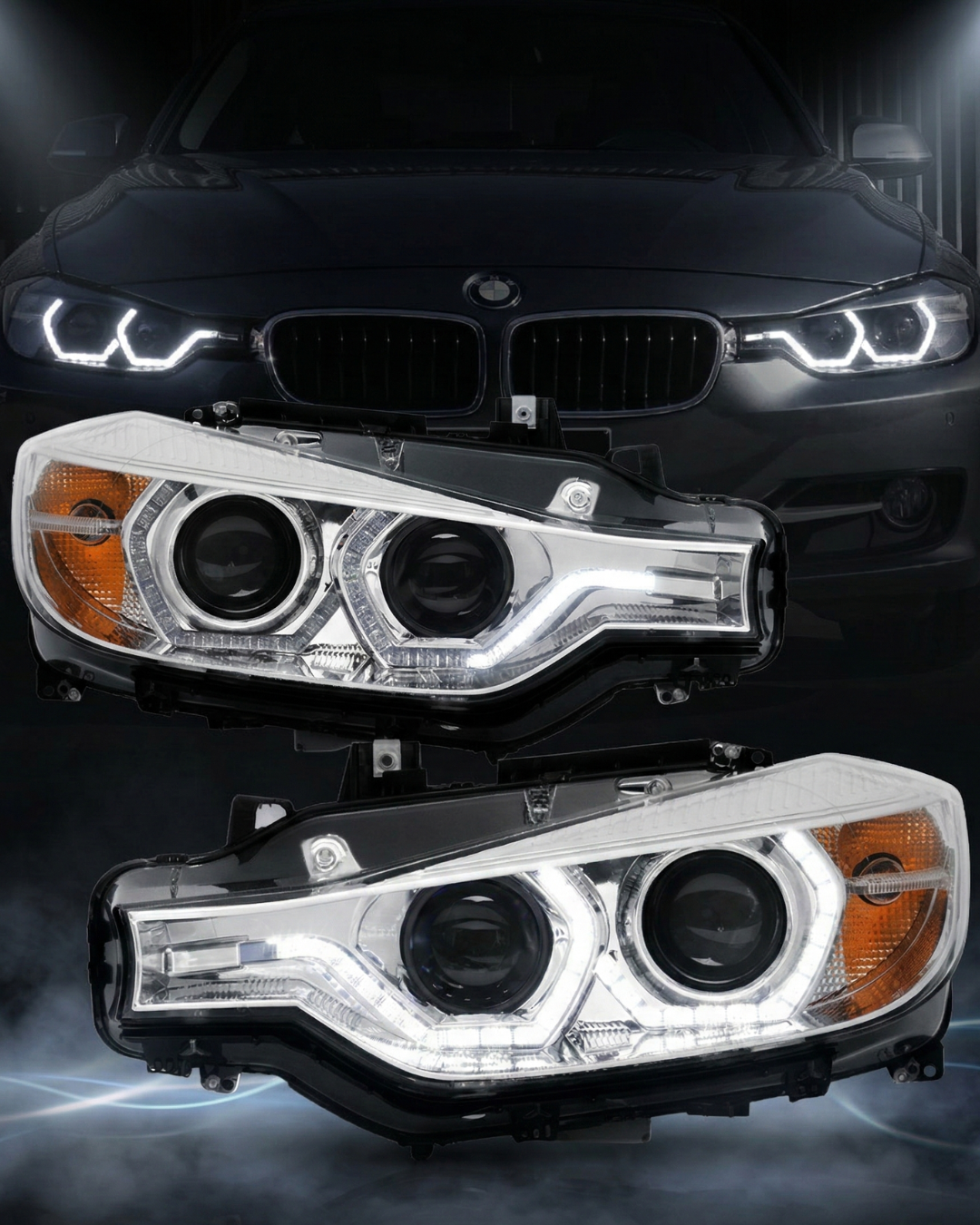 Design Scheinwerfer Set Chrom für BMW 3er F30 F31 2011–08.2015