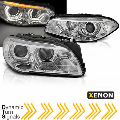 Bi Xenon Tagfahrlicht Scheinwerfer Für BMW F10 F11 5er chrom 2010-2013 dynamischer Blinker