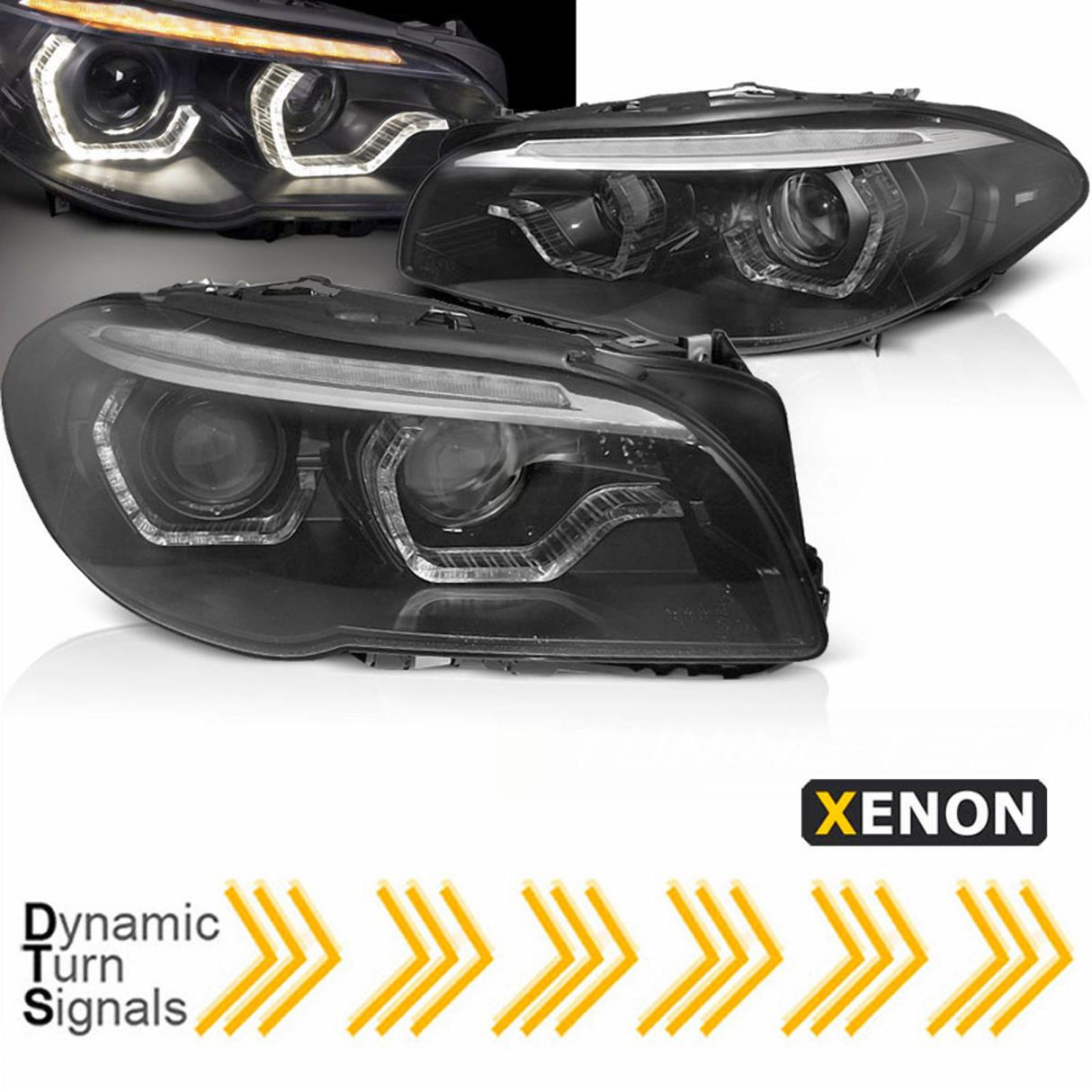 Bi Xenon Scheinwerfer BMW F10 F11 5er schwarz mit dynamischem Blinker und Tagfahrlicht