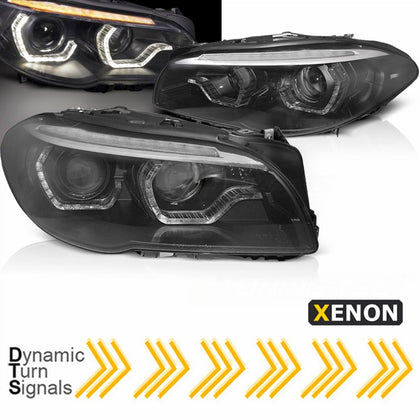 Bi Xenon Tagfahrlicht Scheinwerfer für BMW F10 F11 5er schwarz 2010-2013 dynamischer Blinker