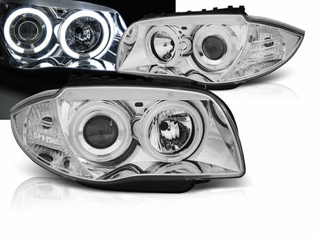 CCFL Angel Eyes Scheinwerfer Set Chrom für BMW 1er E87 E81 E82 E88 2004–2011 - CR Tuning
