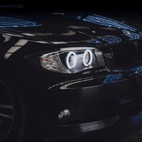 LED Angel Eyes Scheinwerfer Set für BMW 1er E87 E81 E82 E88 2004-2011 schwarz - CR Tuning