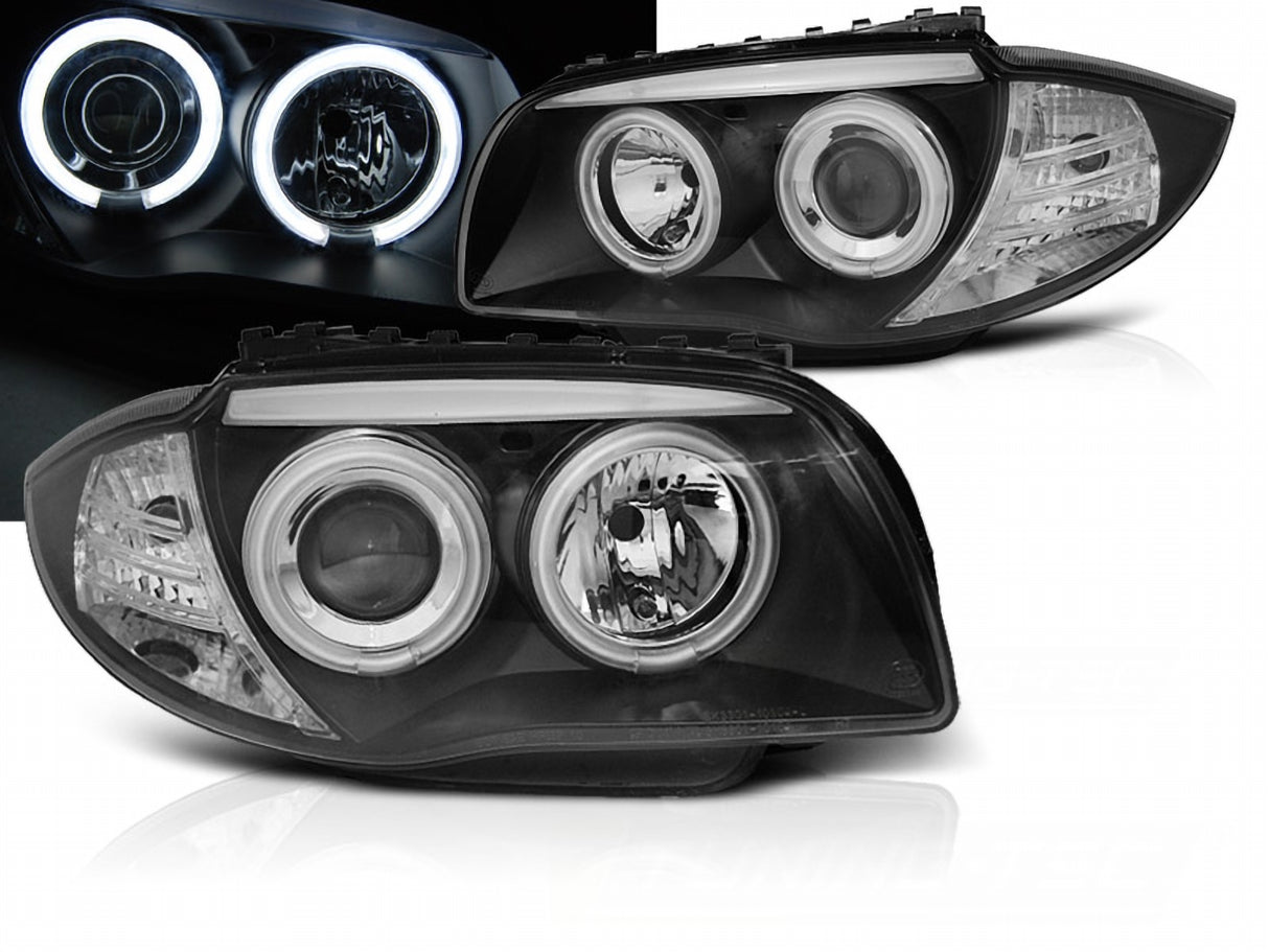 CCFL Angel Eyes Scheinwerfer für BMW 1er E87/81 2004-2011 schwarz