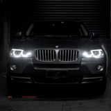 Angel Eyes LED Scheinwerfer Set Schwarz für BMW X5 E70 2007–2013 ohne AFS