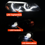 Angel Eyes LED Scheinwerfer Set Schwarz für BMW X5 E70 2007–2013 ohne AFS