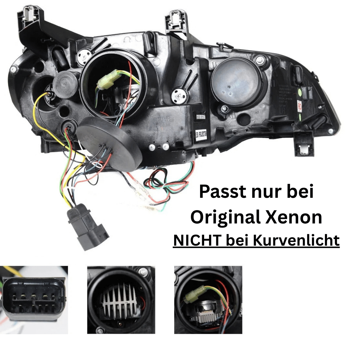 Angel Eyes LED Scheinwerfer Set Schwarz für BMW X5 E70 2007–2013 ohne AFS