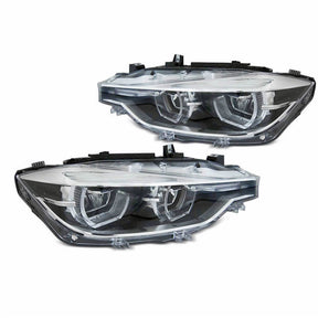 Voll LED Angel Eyes Scheinwerfer Set Schwarz BMW 3er F30 F31 mit LED Tagfahrlicht