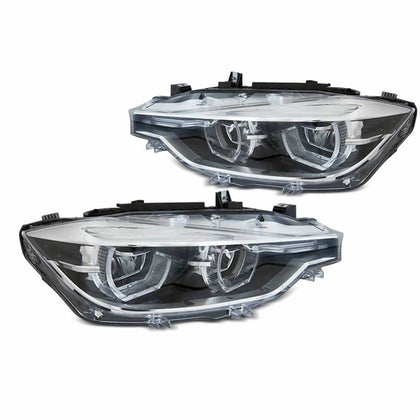 Voll LED Angel Eyes Scheinwerfer Set Schwarz für BMW 3er F30 F31 2011–2015 mit LED Tagfahrlicht