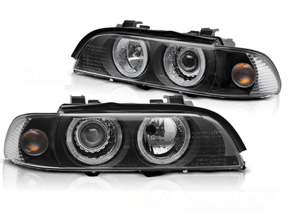 Angel Eyes Xenon Scheinwerfer Set Schwarz für BMW 5er E39 LCI 2000–2003 Limousine Touring