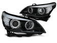 Angel Eyes Xenon Scheinwerfer Set Schwarz mit LED Blinker für BMW 5er E60 E61 2003-2004