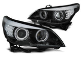 Angel Eyes Xenon Scheinwerfer Set Schwarz mit LED Blinker für BMW 5er E60 E61 2003-2004