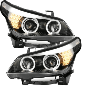 Angel Eyes Xenon Scheinwerfer Set Schwarz für BMW 5er E60 E61 Baujahr 2005–2007 mit LED Blinkern - CR Tuning