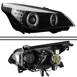 Schwarze LED-Scheinwerfer mit Tagfahrlicht für BMW E90 E91, Doppelring-Design