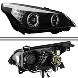 Angel Eyes Xenon Scheinwerfer Set Schwarz für BMW 5er E60 E61 Baujahr 2005–2007 mit LED Blinkern