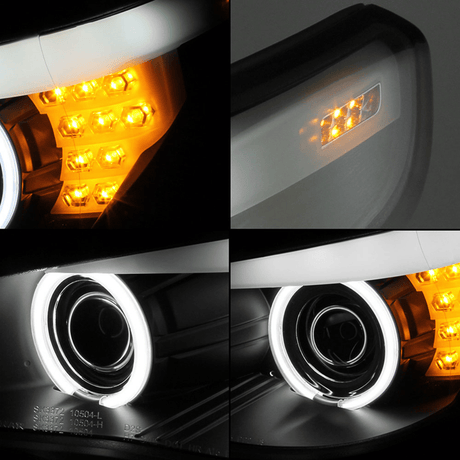 LED Scheinwerfer mit Tagfahrlicht Ringen und gelben Blinkern für Fahrzeuge, Tuning Scheinwerfer