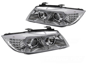 LED Scheinwerfer Set Chrom für BMW 3er E90 E91 2005-2008 Tuning Scheinwerfer