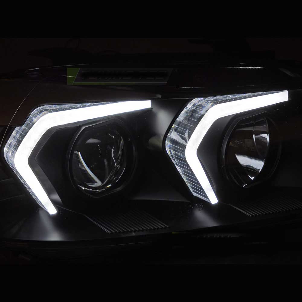 LED Angel Eyes Scheinwerfer Set 3D schwarz für BMW E90/E91 03/2005-08/2008