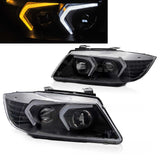 LED Angel Eyes Scheinwerfer Set 3D schwarz für BMW E90/E91 03/2005-08/2008