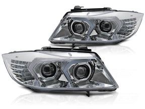 Voll LED Scheinwerfer Chrom für BMW 3er E90 E91 2005-2008, LED-Scheinwerfer Set