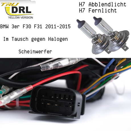 DRL Scheinwerfer für BMW 3er F30 F31 2011-2015, H7 Abblendlicht Fernlicht, Halogen Ersatz