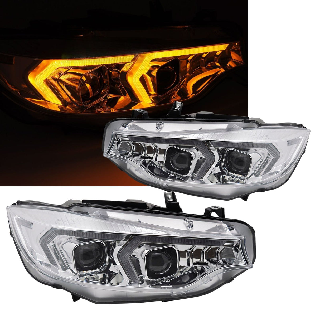 Xenon Scheinwerfer Set in chrom für BMW F32/F33 2013-2017 mit LED-DRL & Blinkern