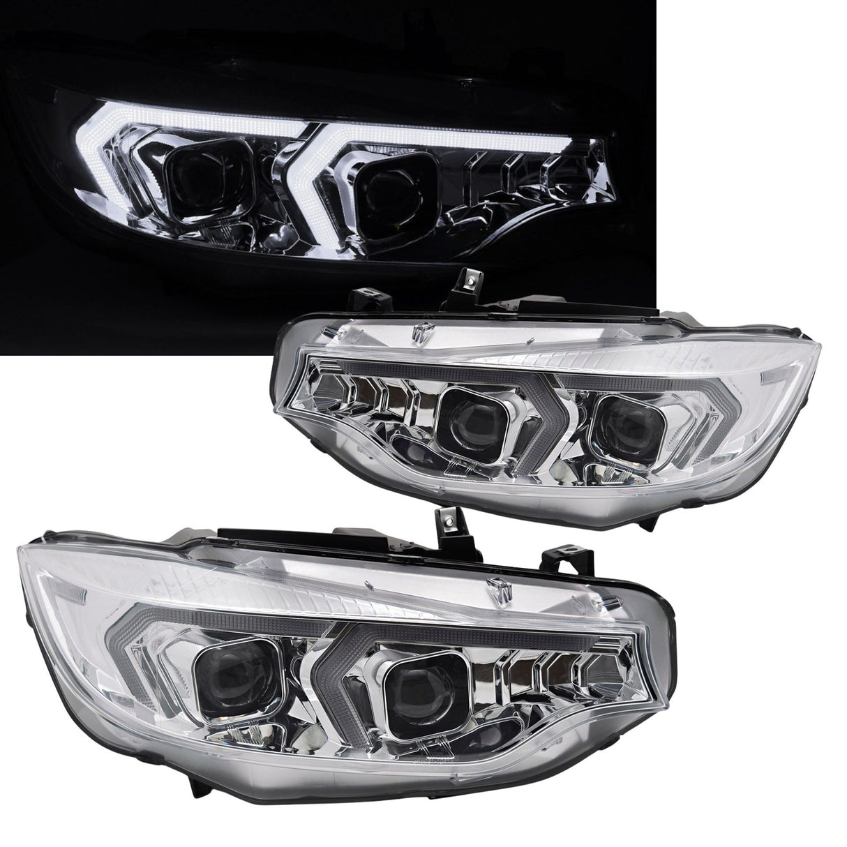 Xenon Scheinwerfer Set in chrom für BMW F32/F33 2013-2017 mit LED-DRL & Blinkern