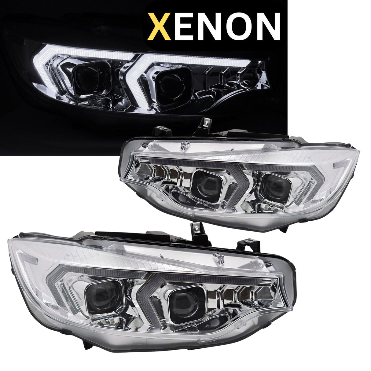 Xenon Scheinwerfer Set in chrom für BMW F32/F33 2013-2017 mit LED-DRL & Blinkern