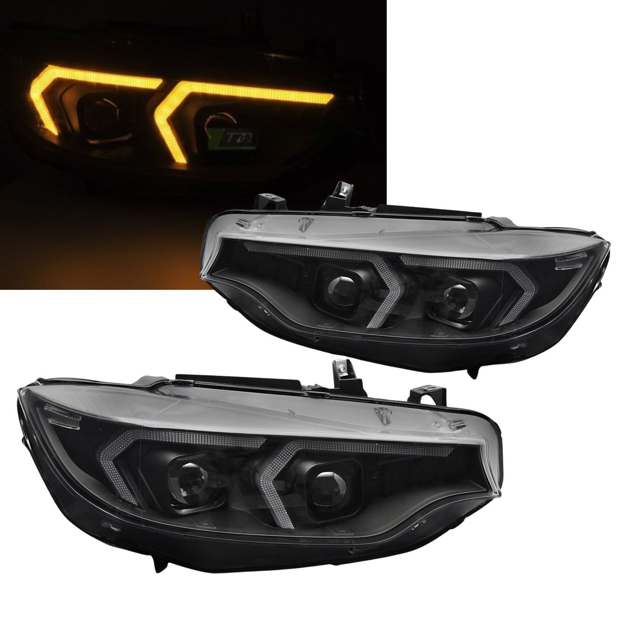 Xenon Scheinwerfer Set in schwarz für BMW 4er F32/F33 2013-2017 mit LED-DRL & Blinkern