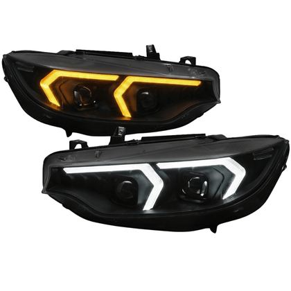 Voll LED Scheinwerfer Set in schwarz für BMW 4er F32/F33 2013-2017 mit LED-DRL & Blinkern