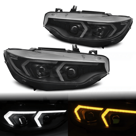 Scheinwerfer mit LED Tagfahrlicht und Blinker, schwarz, Tuning Scheinwerfer für BMW E92 E93