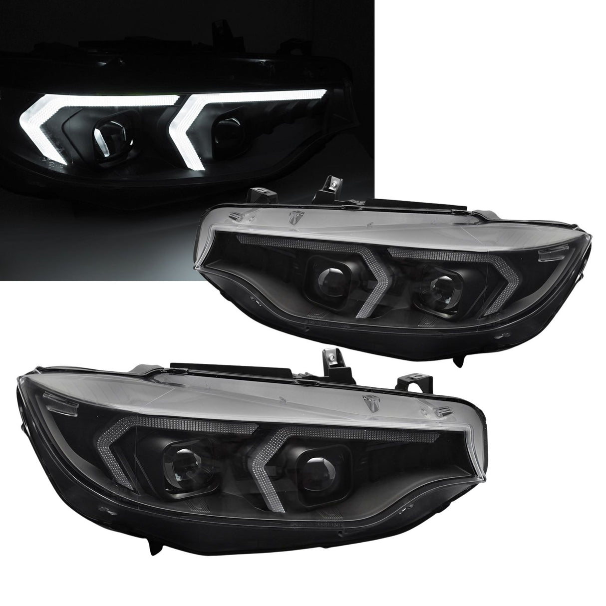 Xenon Scheinwerfer Set in schwarz für BMW 4er F32/F33 2013-2017 mit LED-DRL & Blinkern