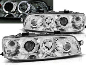 Chrom LED Angel Eyes Scheinwerfer Set Fiat Punto 2 1999-2003 Tuning Scheinwerfer