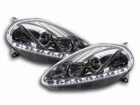 Chrom LED Scheinwerfer Set für Fiat Grande Punto 09.2005-2008 mit Tagfahrlicht-Optik