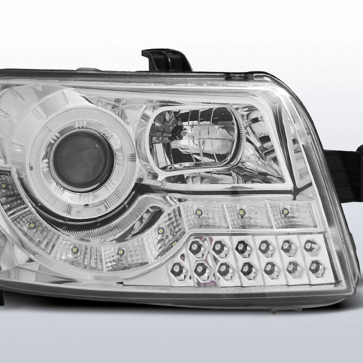 LED Scheinwerfer Set in Chrom mit LED Angel Eyes für Fiat Panda 2003 ...