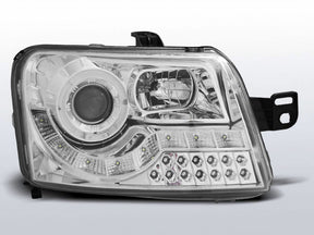 Chrom LED Scheinwerfer Set für Fiat Panda 2003-2012, mit Tagfahrlicht-Optik und Klarglas