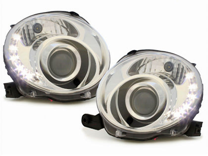 Led Scheinwerfer Set in chrom für Fiat 500 2007-2015
