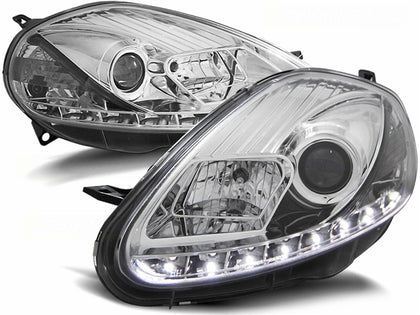 Led Scheinwerfer Set in chrom für Fiat Grande Punto Facelift 08-09